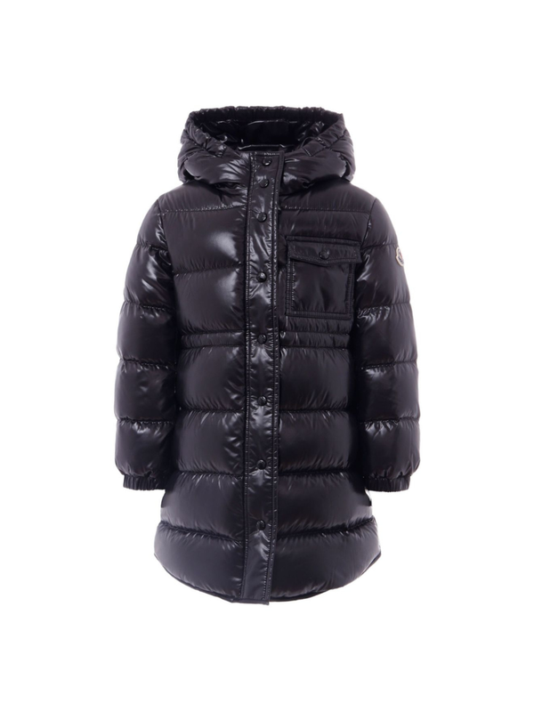 Giubbino trapuntato per bambina Moncler Enfant nero con cappuccio – Accessorio premium elegante