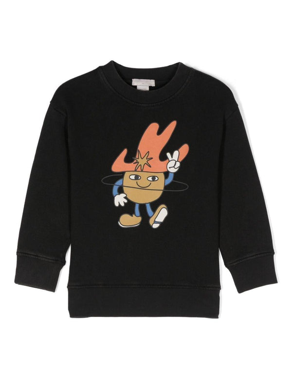 Felpa per bambino Stella McCartney Kids Cosmic Cowboy nero con stampa grafica – Accessorio premium elegante