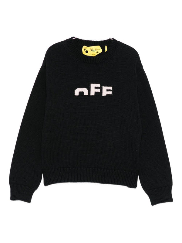 Maglione per bambina Off-White Kids nero con dettaglio logo – Accessorio premium elegante