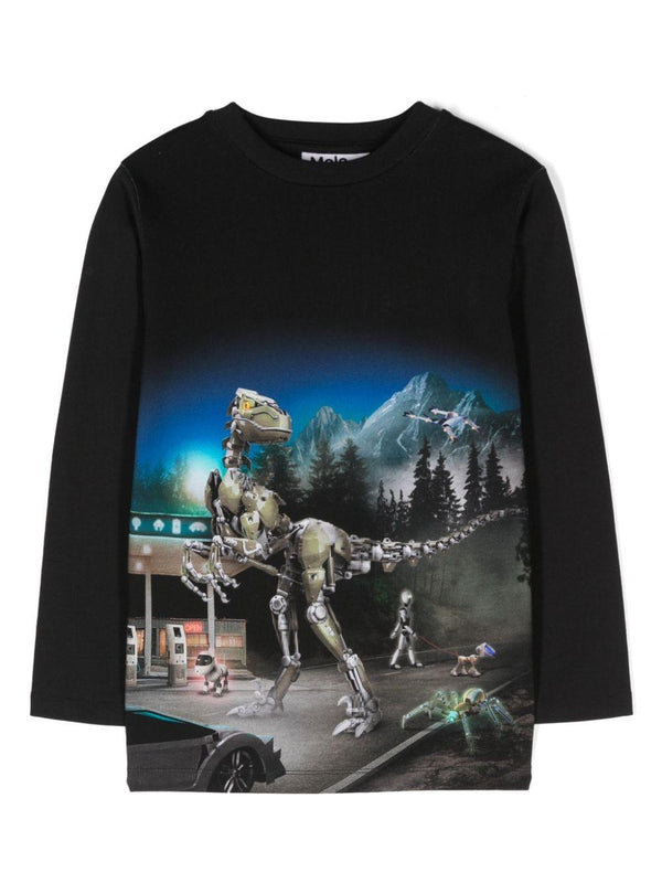 T-shirt per bambino Molo Reif nero con stampa grafica – Accessorio premium elegante