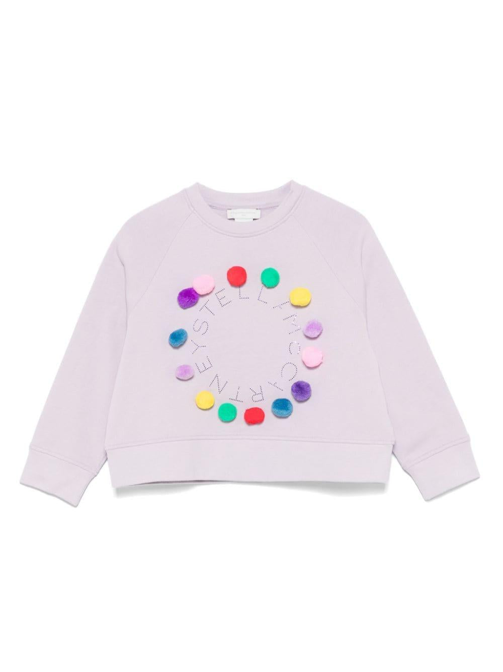 Felpa per bambina Stella McCartney Kids lilla con dettaglio pompon – Accessorio premium elegante