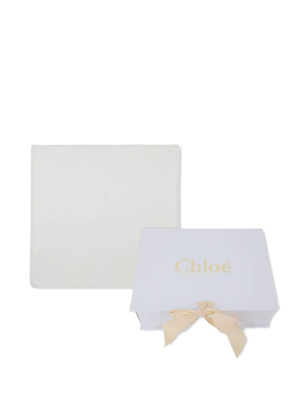 Coperta per neonata Chloé Kids bianca con ricamo a fiori – Accessorio premium elegante