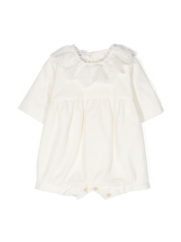 Tutina per neonata Jesurum Baby Piccolo Cà Foscari bianco con colletto in pizzo – Accessorio premium elegante