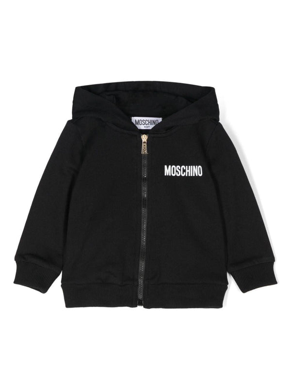 Felpa per neonati Moschino Kids nero con zip e cappuccio – Accessorio premium elegante
