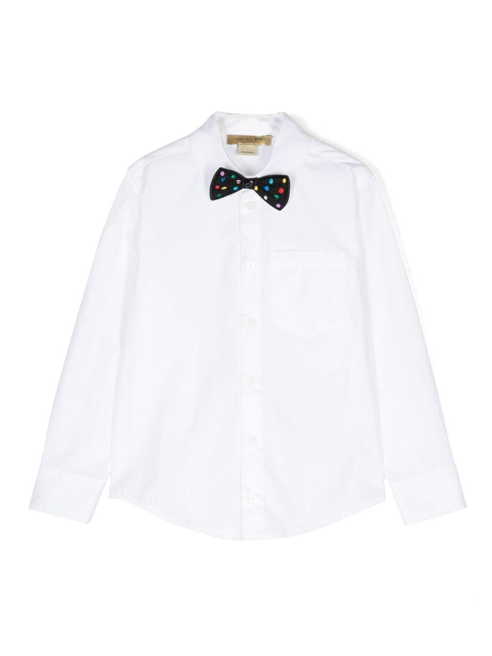 Camicia per bambino Stella McCartney Kids bianco con applicazione a pois con papillon – Accessorio premium elegante