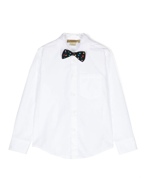Camicia per bambino Stella McCartney Kids bianco con applicazione a pois con papillon – Accessorio premium elegante