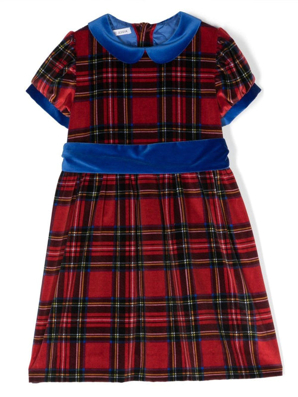 Abito per bambina Jesurum Baby rosso svasato con motivo a quadri tartan – Accessorio premium elegante