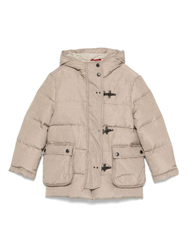 Giubbino per bambino Fay Kids beige con cappuccio e chiusura a gancio – Accessorio premium elegante
