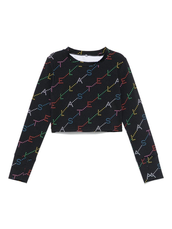 T-shirt con stampa per bambina Stella McCartney Kids nera con orlo dritto – Accessorio premium elegante