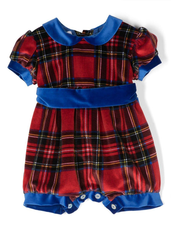 Tutina per neonata Jesurum Baby rosso con motivo tartan – Accessorio premium elegante