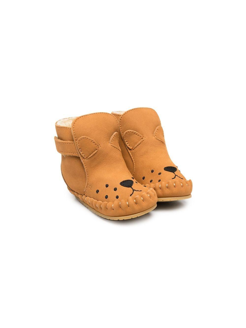 Stivali primi passi per neonati Donsje Kapi marrone con orecchie – Accessorio premium elegante