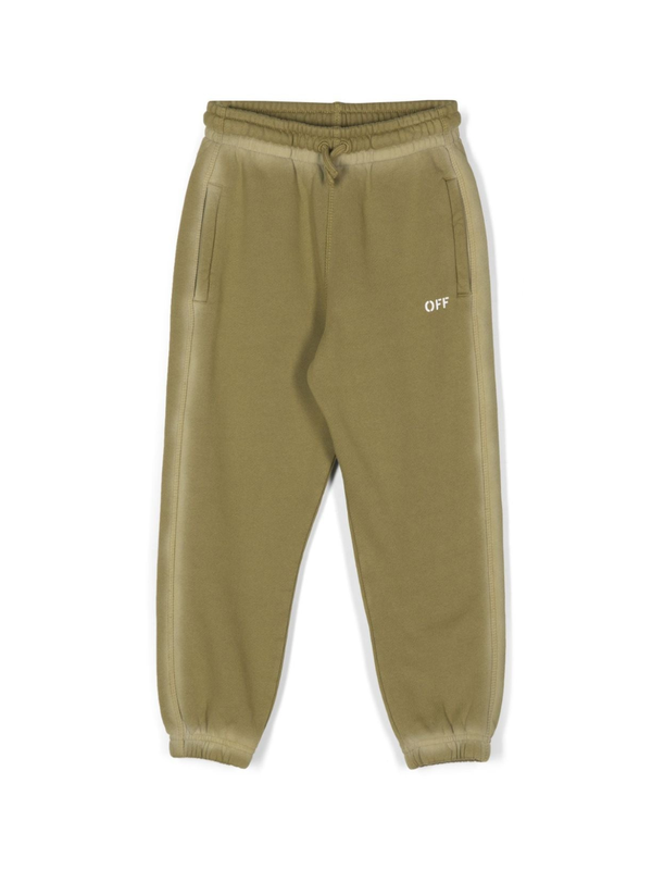 Pantaloni sportivi Off Stamp CL per bambino Off-White Kids verde con vita elasticizzata con coulisse interna – Accessorio premium elegante