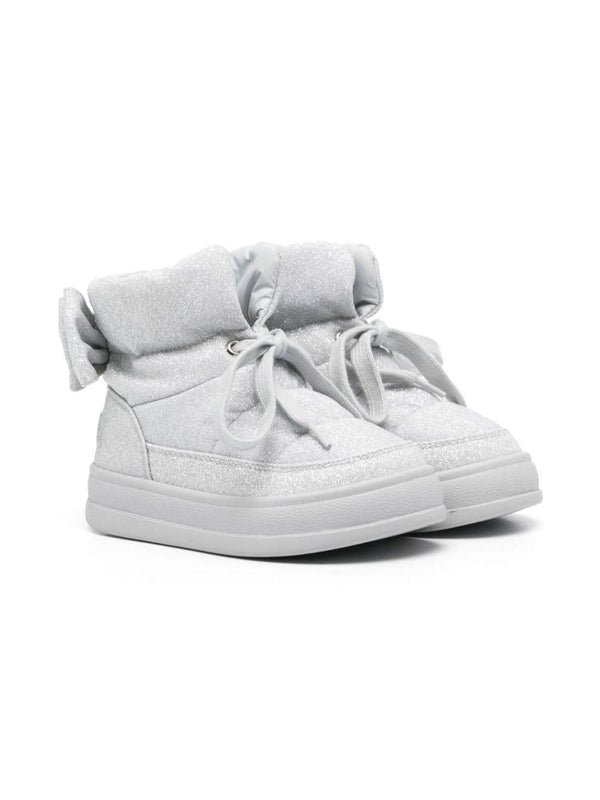 Stivali per bambina Monnalisa argento con design imbottito con glitter – Accessorio premium elegante