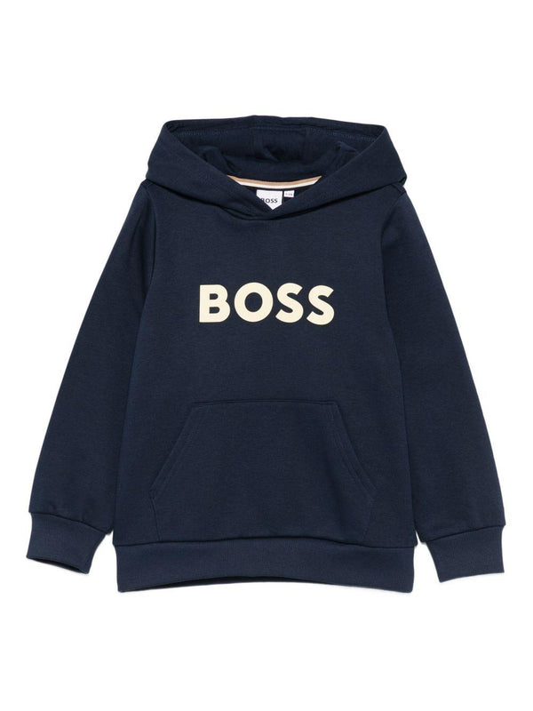 Felpa per bambino Boss Kids blu con logo sul davanti – Accessorio premium elegante