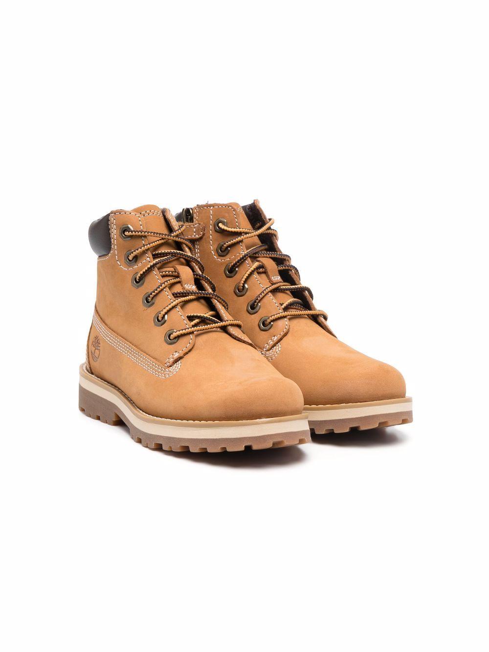 Stivaletti per bambino Timberland Kids beige con logo laterale goffrato – Accessorio premium elegante