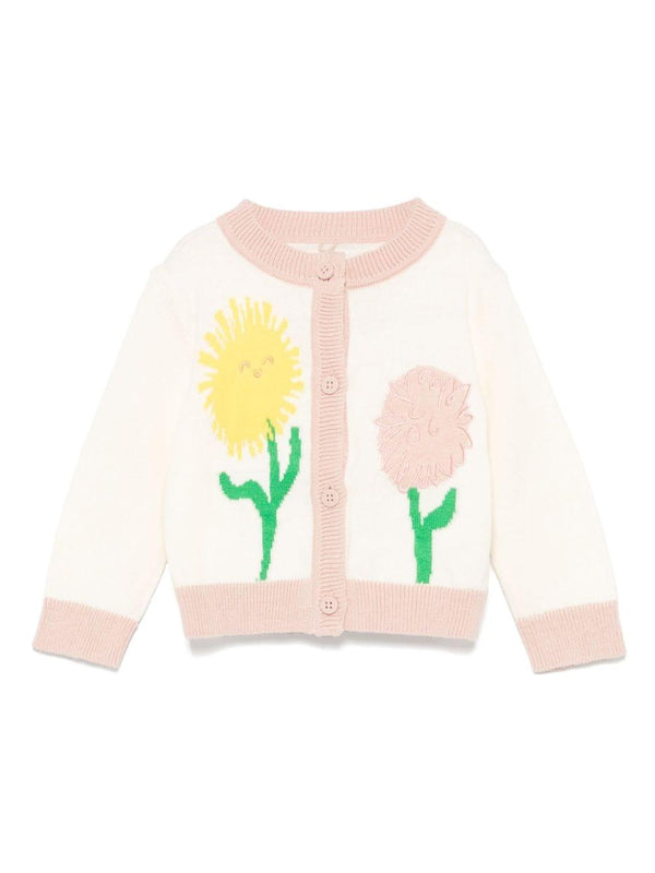 Cardigan beige per neonata con ricamo a fiori Stella McCartney Kids – Accessorio premium elegante