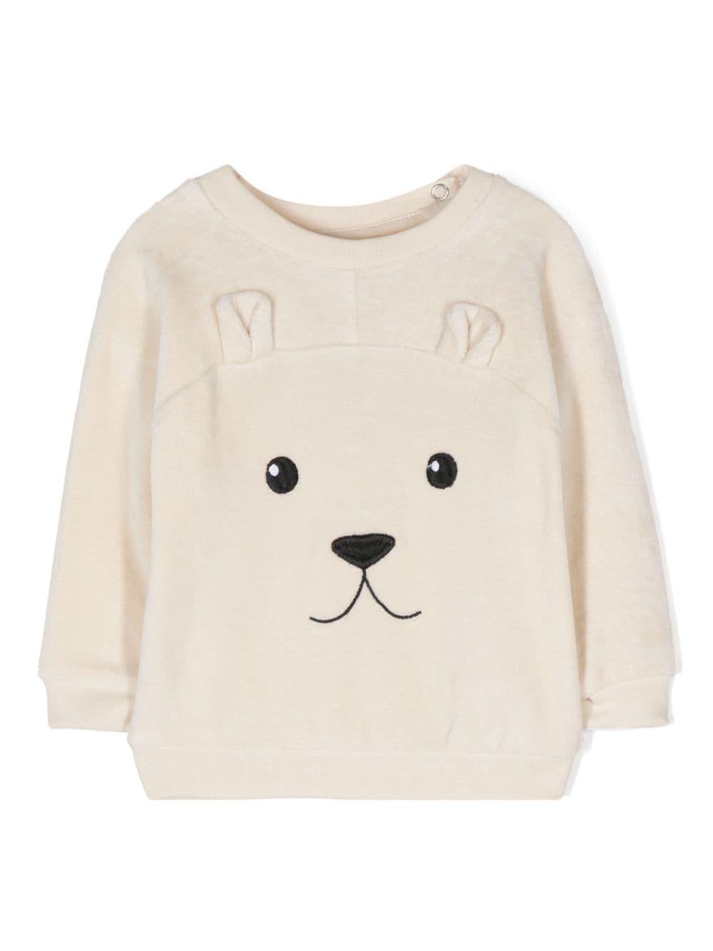 Felpa per neonati Molo Deary beige con applicazione con orecchie da animale – Accessorio premium elegante