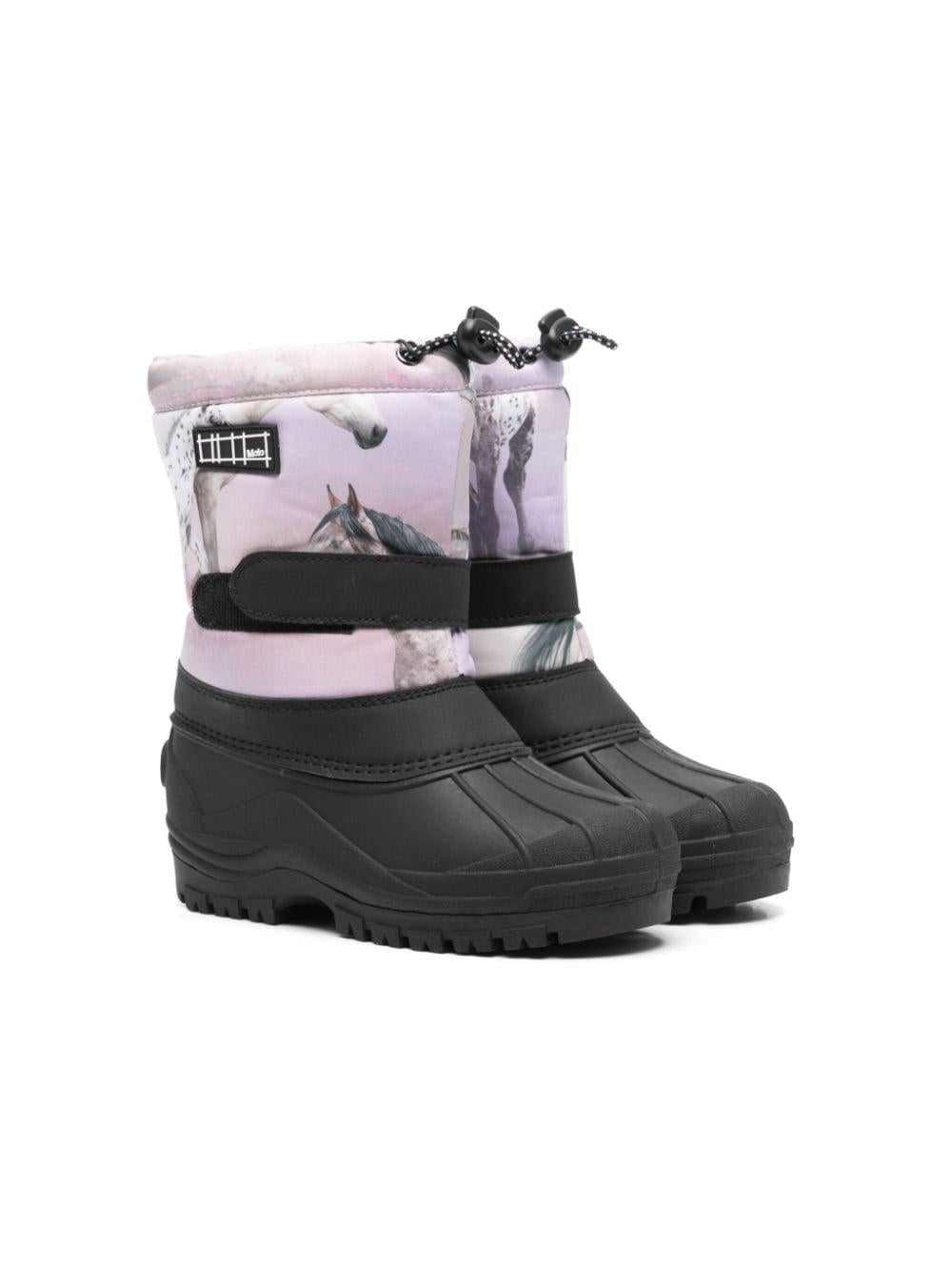Stivali per bambino Molo nero con inserti azzurri e pelliccia interna – Accessorio premium elegante