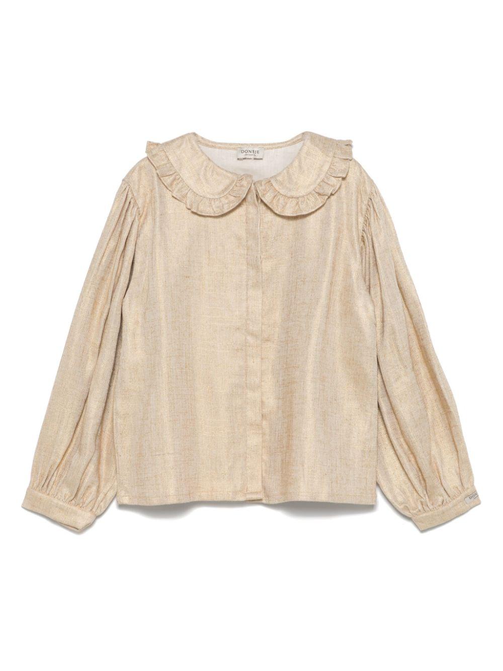 Camicia Suzei per bambina Donsje beige con tessuto mosso – Accessorio premium elegante