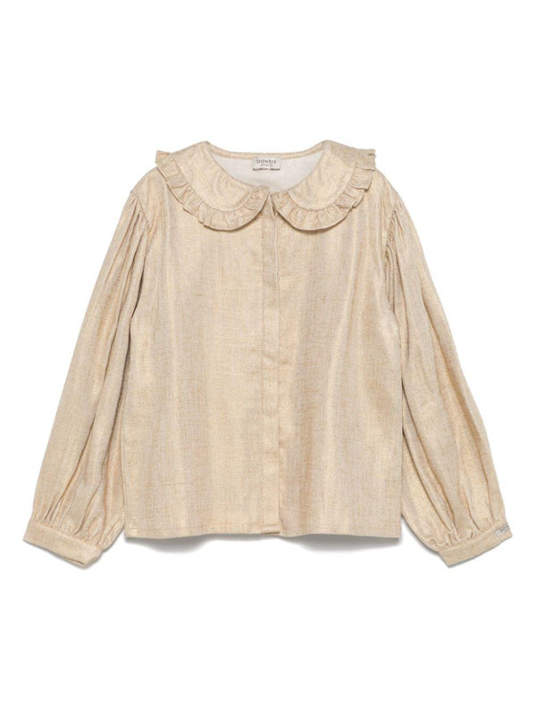 Camicia Suzei per bambina Donsje beige con tessuto mosso – Accessorio premium elegante
