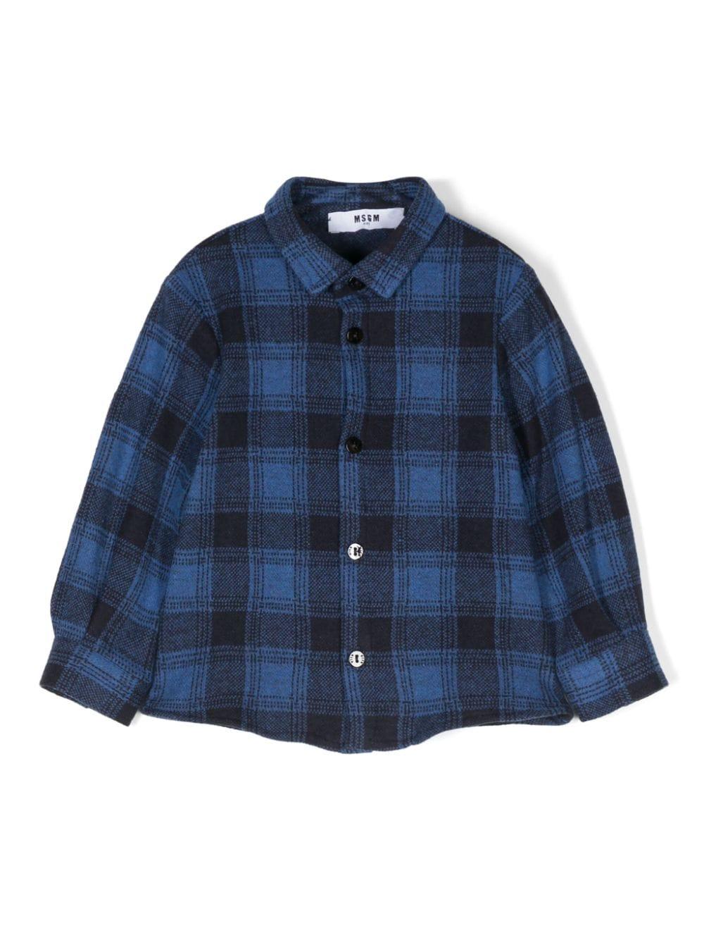 Camicia per neonato MSGM Kids con motivo a quadri  tartan blu e nero – Accessorio premium elegante