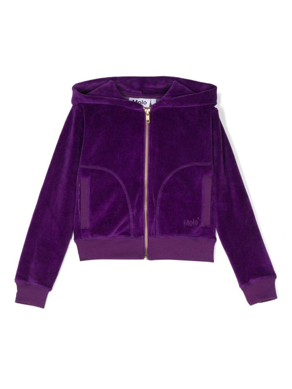 Felpa con cappuccio per bambina Molo viola con logo laterale – Accessorio premium elegante