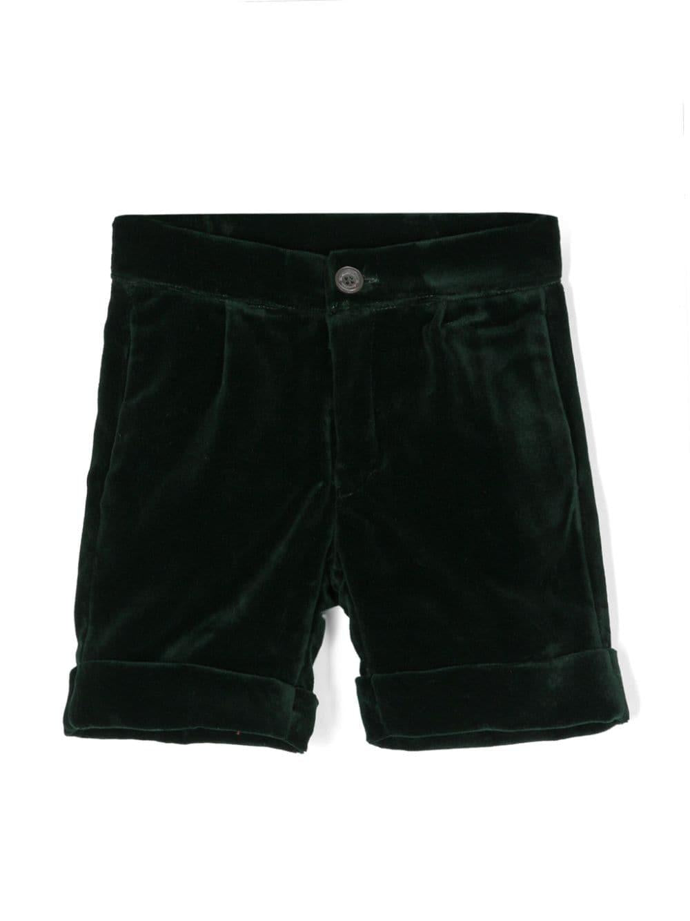 Shorts con ruches per neonato La Stupenderia verde con dettaglio con pince – Accessorio premium elegante