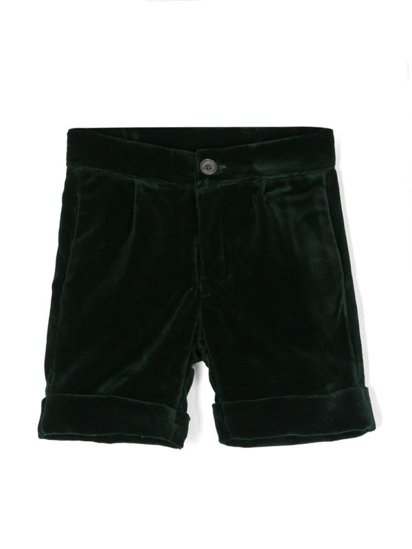 Shorts con ruches per neonato La Stupenderia verde con dettaglio con pince – Accessorio premium elegante