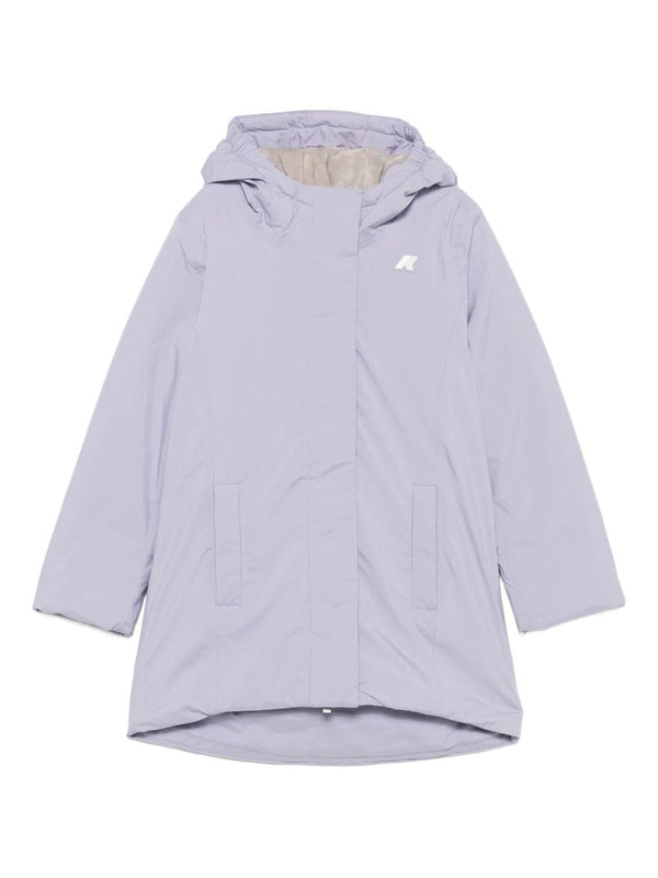 Giubbino per bambina K-Way Kids viola con cappuccio classico – Accessorio premium elegante