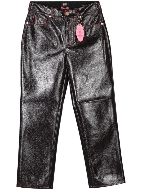 Pantaloni per donna Scotch & Soda marrone con effetto stropicciato – Accessorio premium elegante