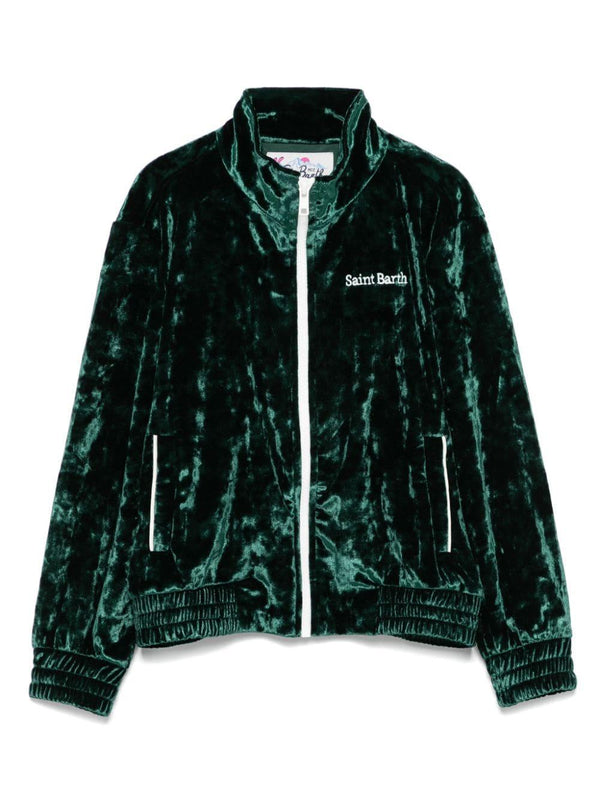 Felpa sportiva con orlo elasticizzato per bambino MC2 Saint Barth Kids verde con collo alto – Accessorio premium elegante