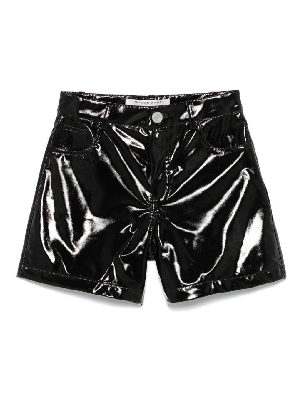 Shorts per bambina Philosophy Di Lorenzo Serafini Kids nero con finitura lucida – Accessorio premium elegante