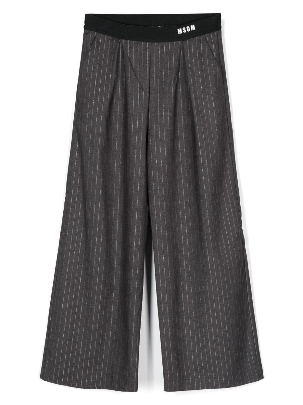 Pantaloni grigi per bambina gessati lamé MSGM Kids – Accessorio premium elegante