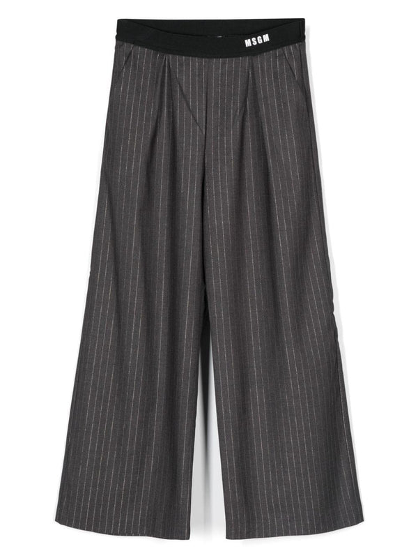Pantaloni grigi per bambina gessati lamé MSGM Kids – Accessorio premium elegante