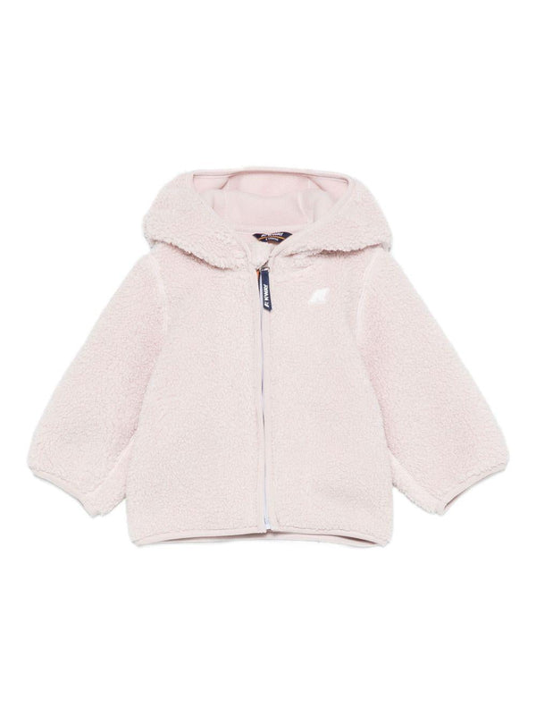 Cappotto in pelliccia sintetica per neonati K Way Kids rosa con cappuccio effetto teddy – Accessorio premium elegante