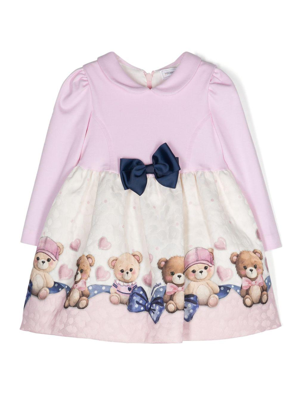 Abito per neonata Monnalisa rosa matelassé – Accessorio premium elegante