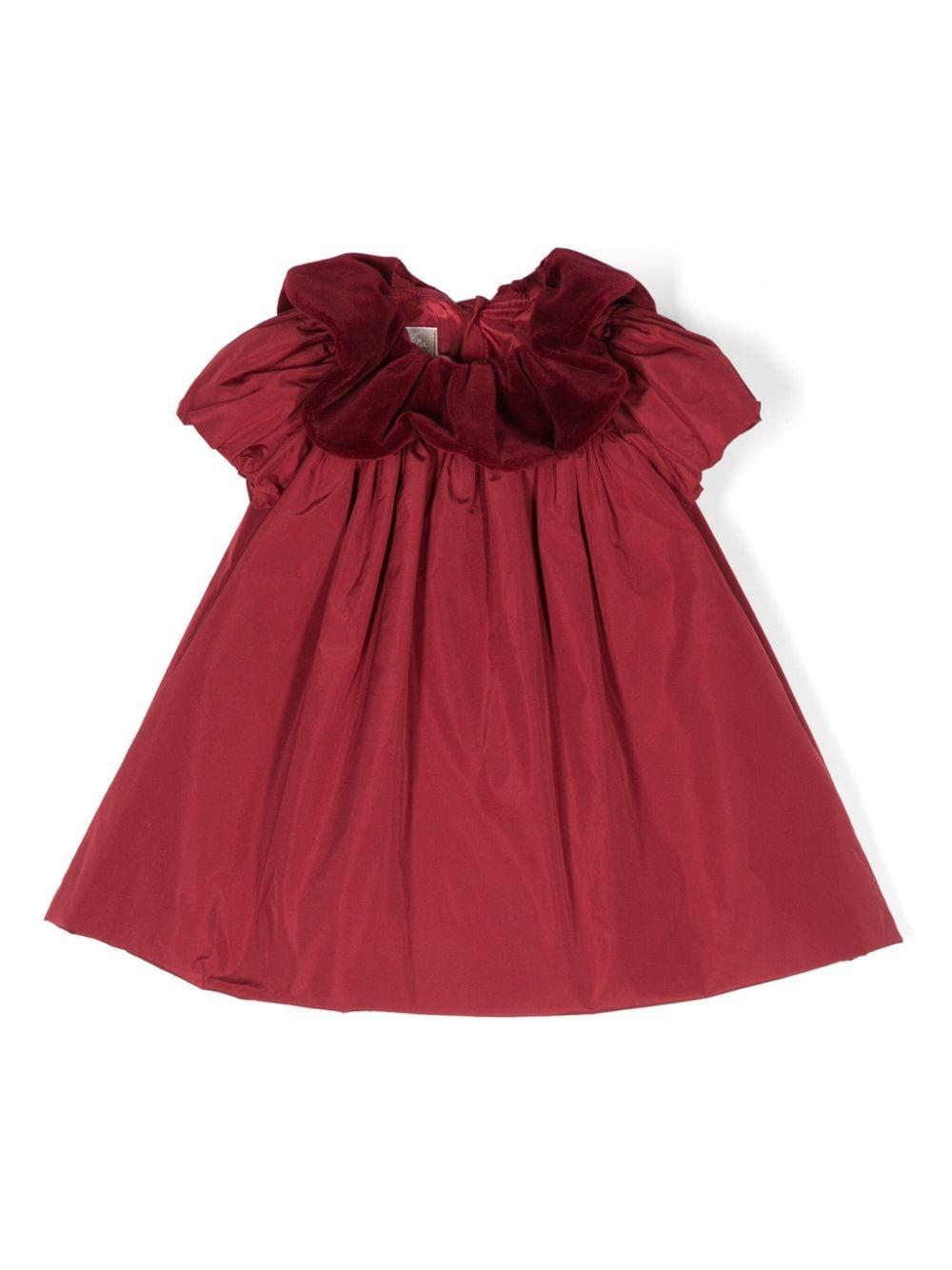 Abito con collo a smerlo per neonata La Stupenderia rosso con orlo dritto svasato – Accessorio premium elegante