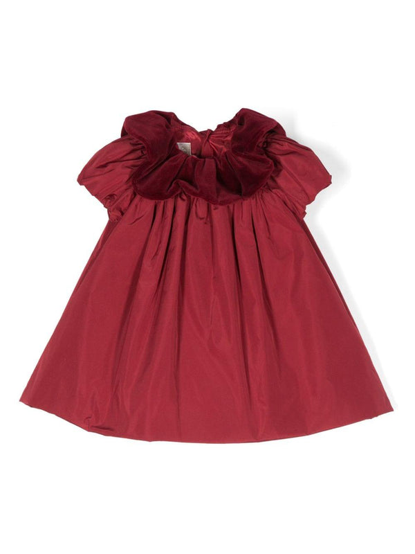 Abito con collo a smerlo per neonata La Stupenderia rosso con orlo dritto svasato – Accessorio premium elegante