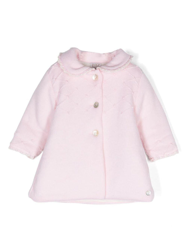 Cappotto Glaciar per neonata Paz Rodriguez rosa con bordo in pizzo – Accessorio premium elegante