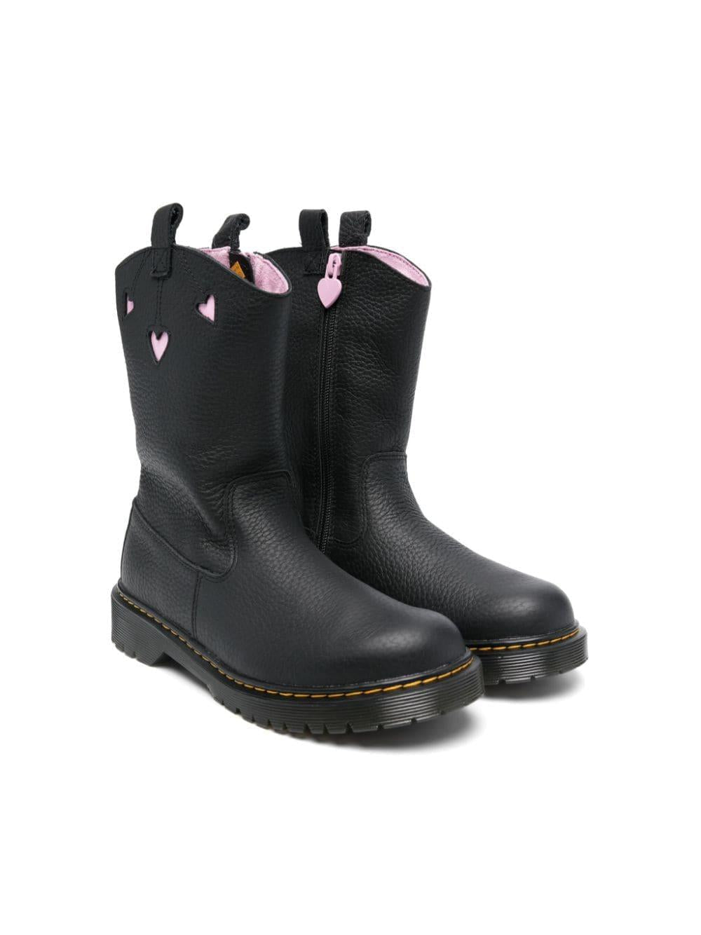 Stivaletti per bambina Dr. Martens Kids Box Heart nero con motivo a cuori – Accessorio premium elegante