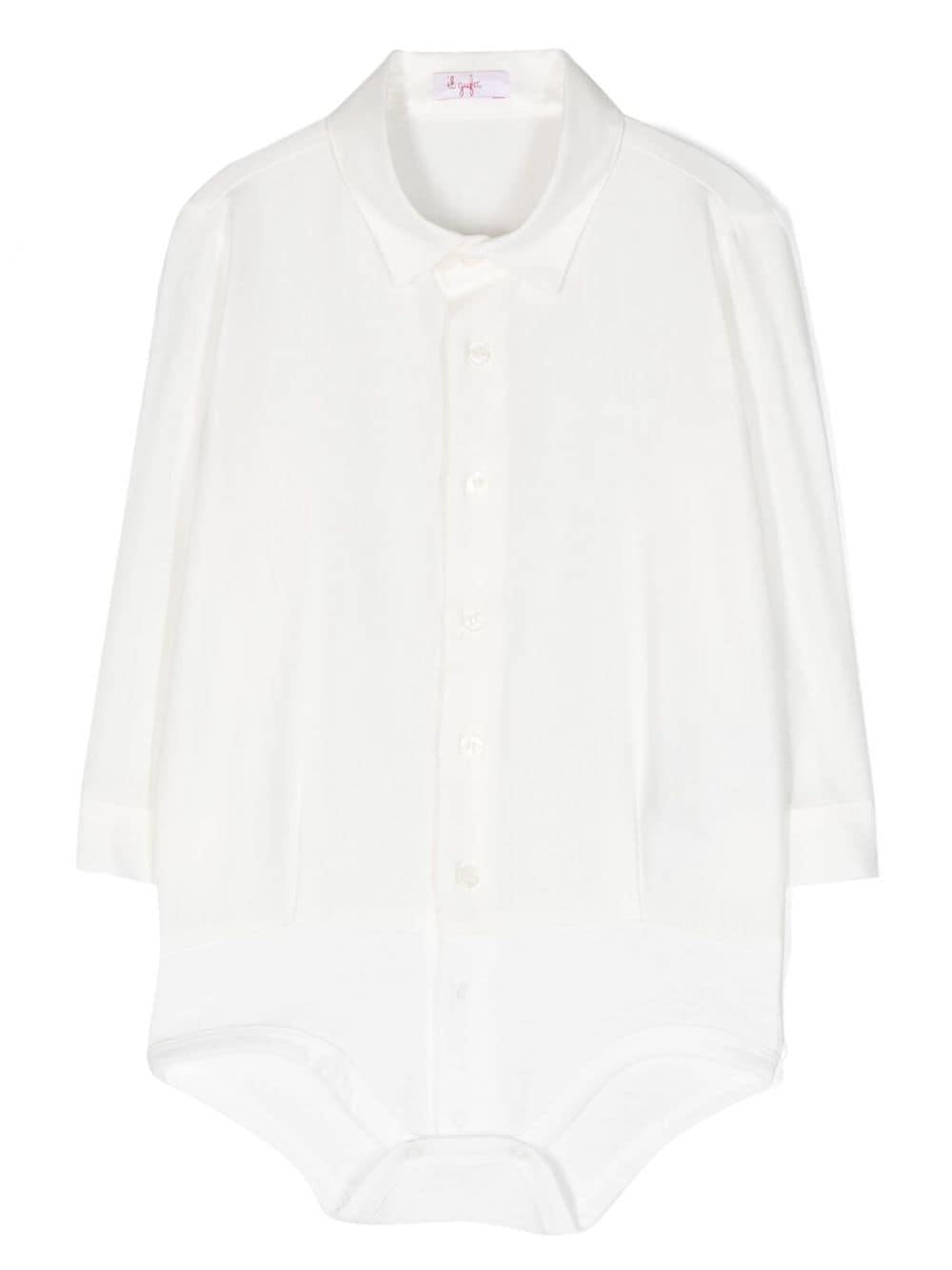 Body a maniche lunghe per neonata Il Gufo bianco con colletto classico – Accessorio premium elegante