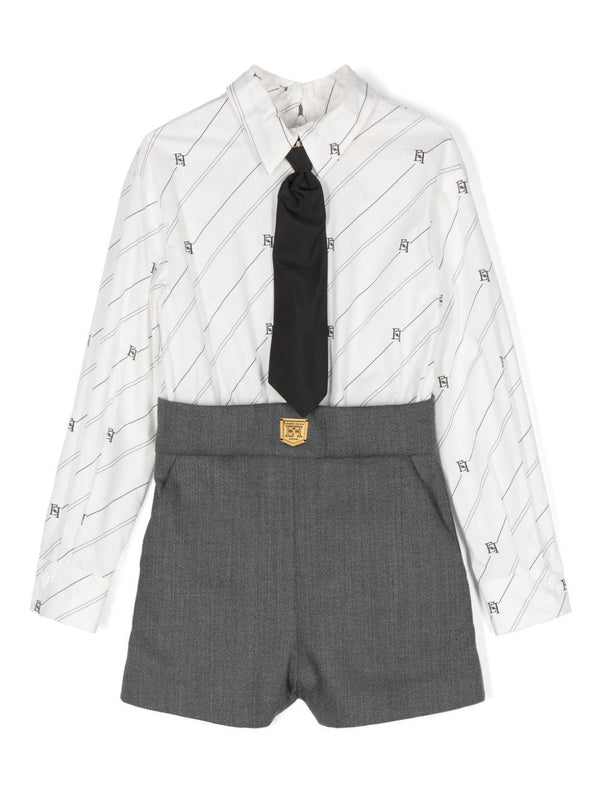 Abito pantaloncino per bambina con cravatta Elisabetta Franchi La Mia Bambina – Accessorio premium elegante