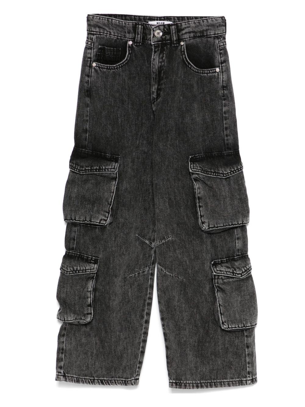 Jeans cargo per bambino MSGM Kids nero con tasche laterali – Accessorio premium elegante