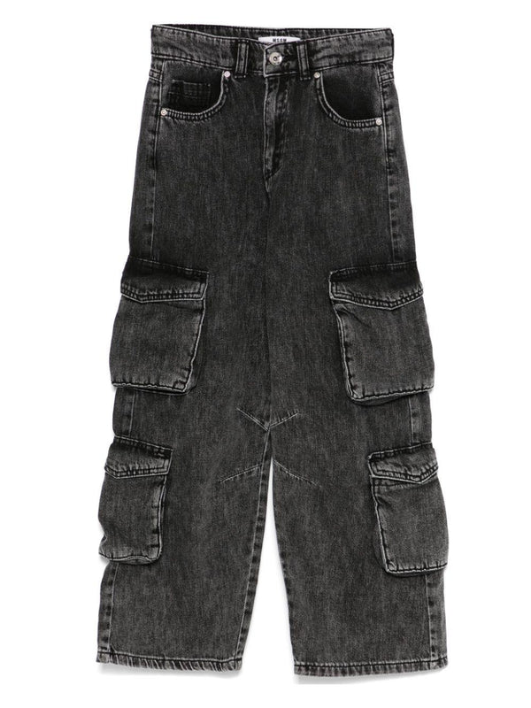 Jeans cargo per bambino MSGM Kids nero con tasche laterali – Accessorio premium elegante