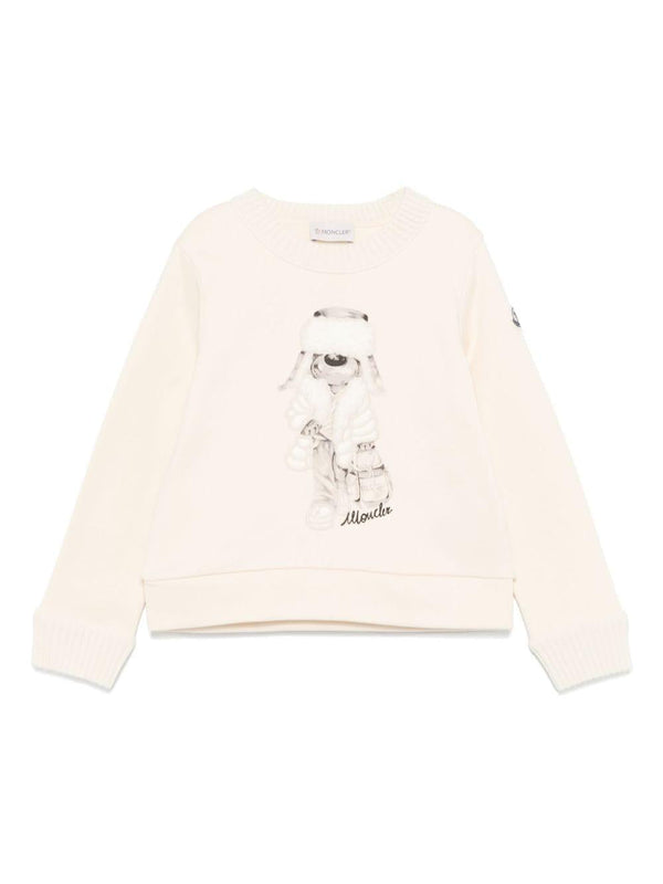 Felpa per bambina Moncler Enfant bianco con stampa cane – Accessorio premium elegante
