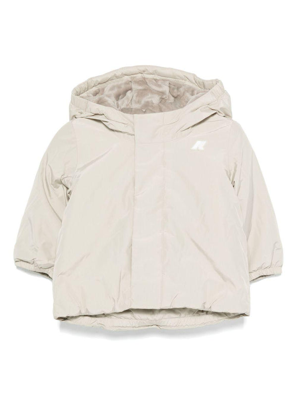 Giacca E.Jack Soft Touch Marmotta per neonato K-Way Kids beige con applicazione con logo sul petto – Accessorio premium elegante