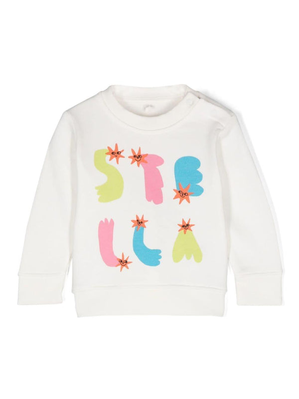 Felpa per neonata Stella McCartney Kids bianco con stampa logo – Accessorio premium elegante