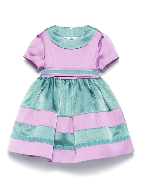 Abito per neonata Colorichiari viola e verde con design color-block – Accessorio premium elegante
