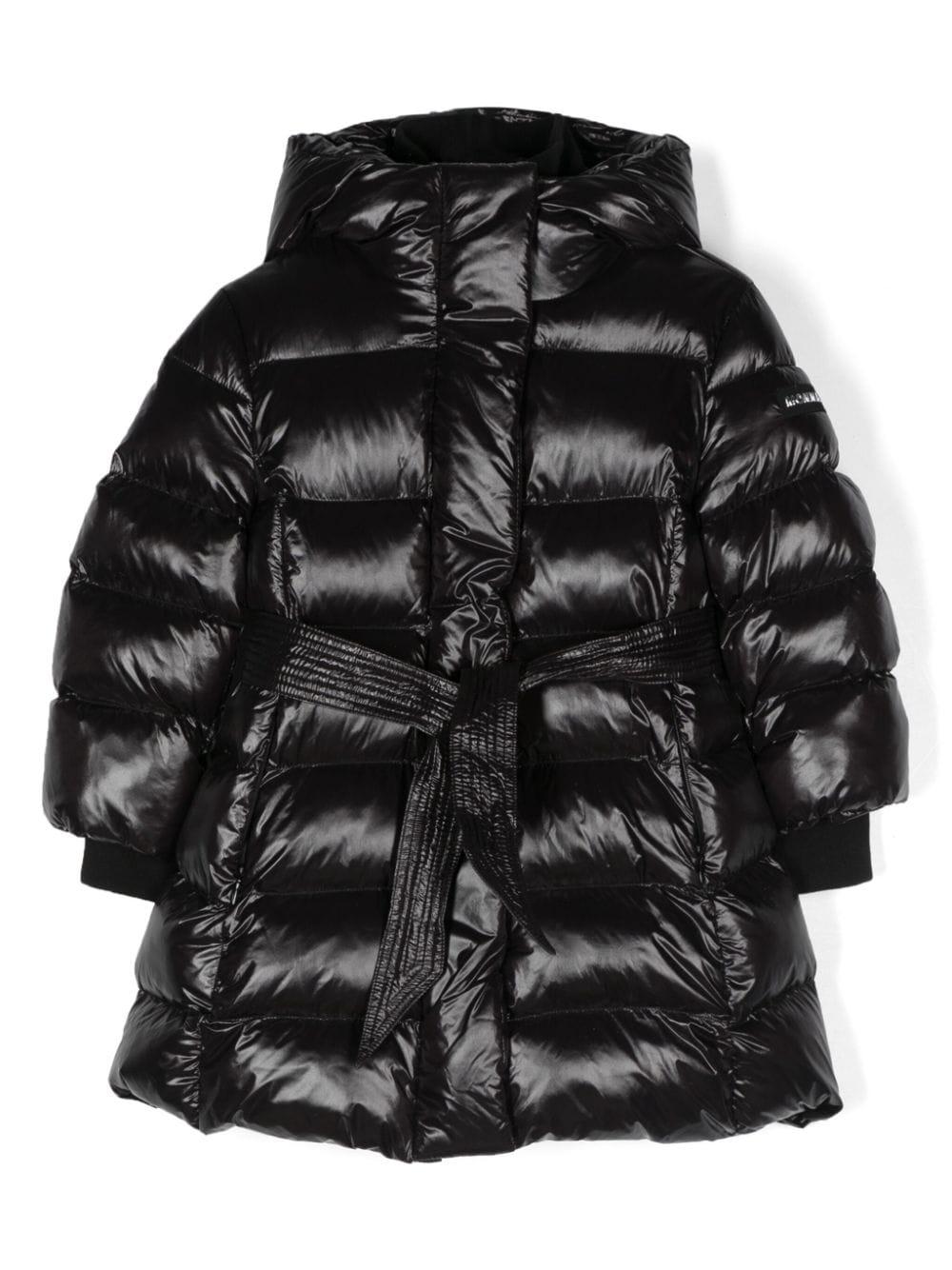 Cappotto per bambina Monnalisa nero con cintura – Accessorio premium elegante