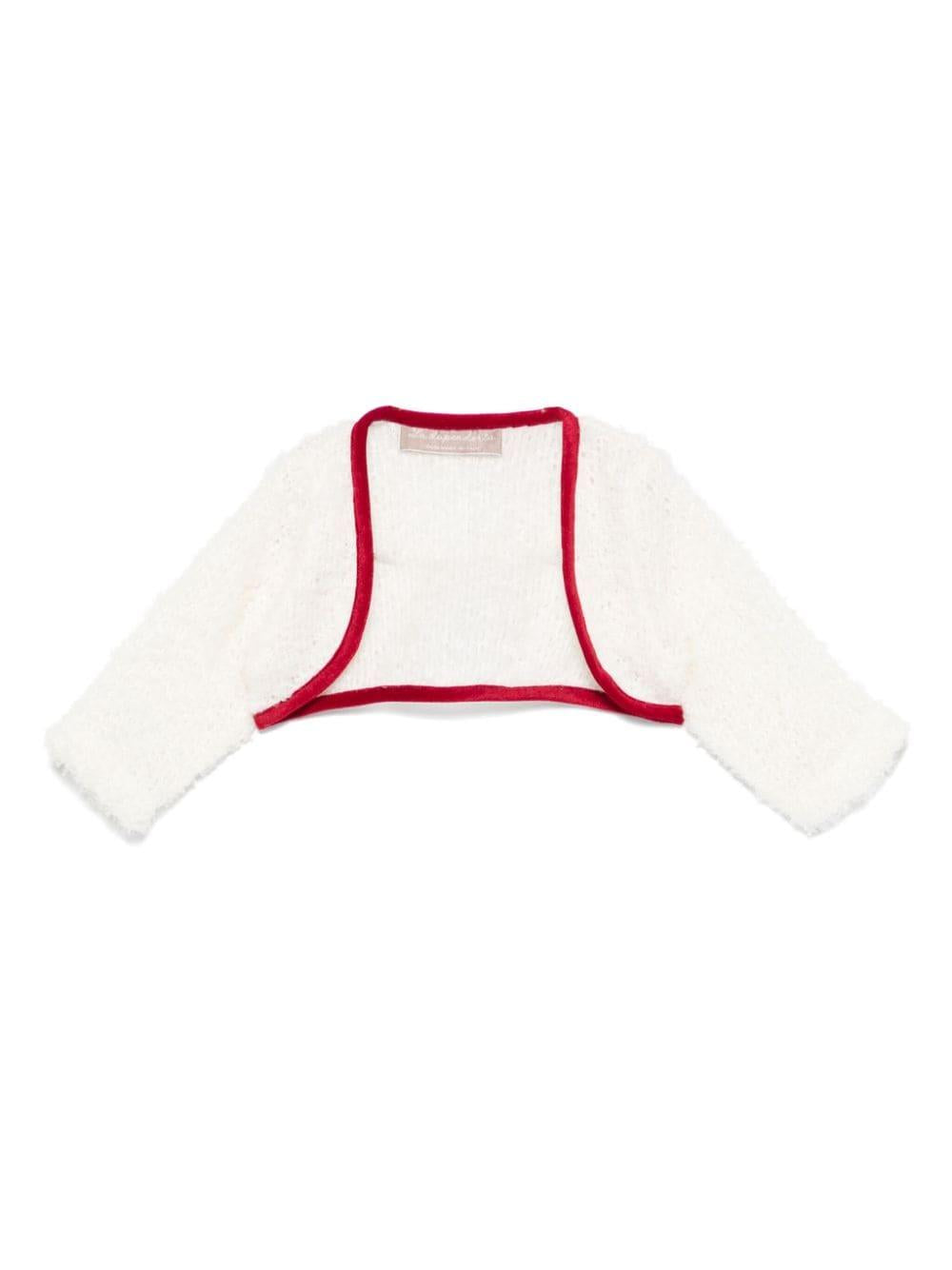 Giacca per neonata La Stupenderia bouclé bianco con bordo a contrasto – Accessorio premium elegante